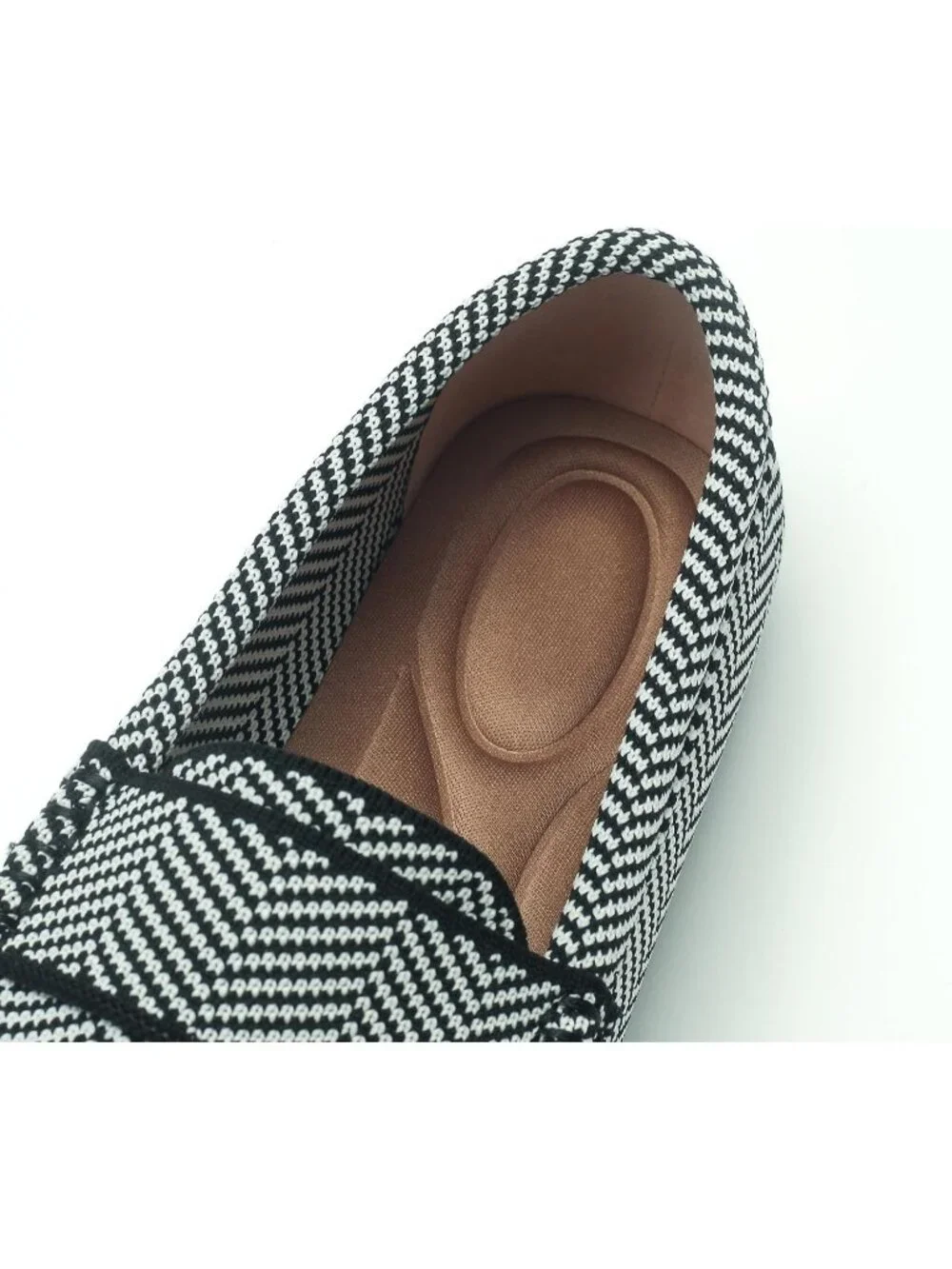 🆕Women's Black Stripe Lightweight Knitted Loafers Casual Flat Shoes Comfortable